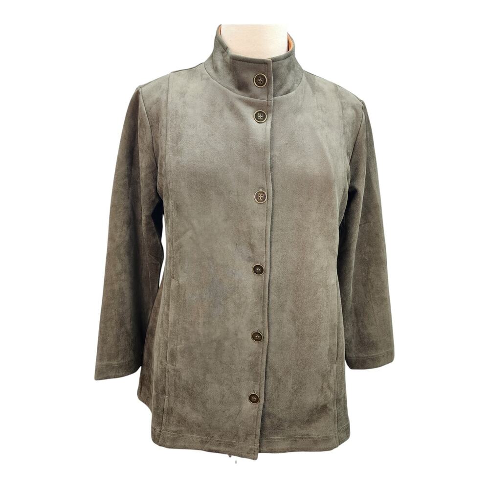 NWT Simply Noelle Jacket Blazer Women L/XL 12-14 Green Orange Faux Suede Militar - Picture 4 of 16